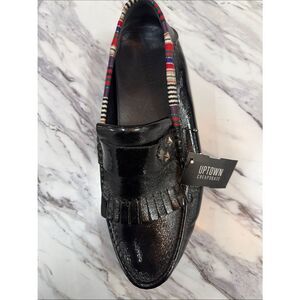 Gucci Black Patent Leather Fringe Loafers with Multicolor Trim